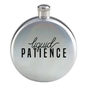 NWT! “Liquid Patience” Silver Novelty Flask